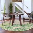 thumbnail image 3 of Tropical Plants Round Area Rug 5Ft Washable Circle Rugs for Living Room Bedroom, Summer Watercolor Green Palm Leaf on Linen Non-Slip Carpet Floor Mats Indoor Outdoor Carpet Runner Home Decor, 3 of 8