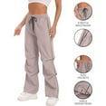 thumbnail image 5 of XFLWAM Women's Parachute Pants Casual Baggy Hiking Pants Drawstring Elastic Waist Wideleg Track Trousers Y2K Streetwear, 5 of 8