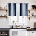 thumbnail image 2 of Navy Blue Kitchen Curtains Small Short 39 Inch Length, Modern White Geometric Vertical Stripes Grommet Top Bedroom Living Room Curtains, Light Filtering Cafe Curtain Drapes 2 Panels Set 55''x39'', 2 of 9