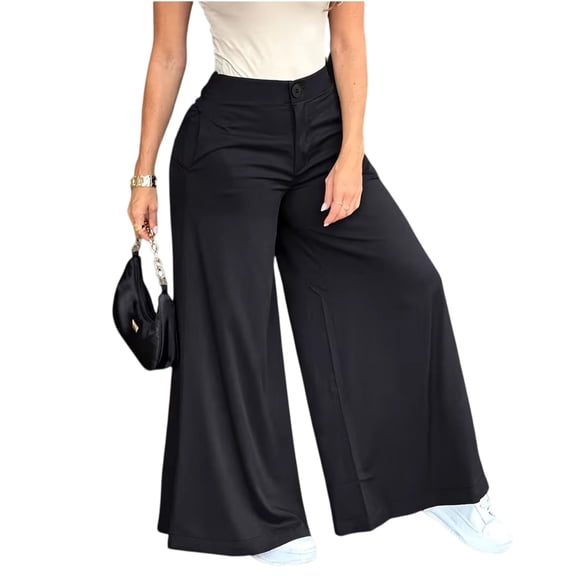 Women's High Waisted Wide Leg Pants Side Slit Flowy Palazzo Trousers Casual Yoga Yoga Pants