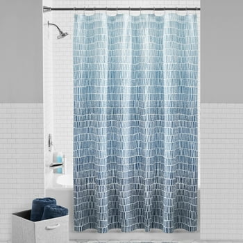 Mainstays Blue Geometric Polyester Shower Curtain, 72" x 72"