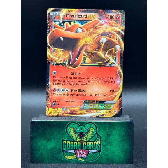 Collectible 2014 Pokémon Flashfire Charizard EX Holo Rare #11/106 Trading Card