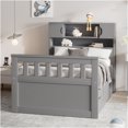 thumbnail image 2 of JERFIT Twin Size Gray Captain Storage Bed Frame with Bookcase Headboard 4 Drawers, No Box Spring Needed Platform Bed, 2 of 10
