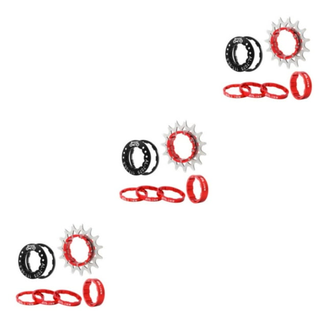 Youkk Ensemble de Volant d'Inertie à une Vitesse Vélo de Montagne Kit de Conversion Rouge 15T 3 Pcs