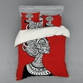 thumbnail image 2 of Ambesonne African Bedding Set 3 Pcs, Ethno, Twin, Ruby Black White, 2 of 3