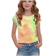 thumbnail image 2 of Delliss Girls Gradient Shirts Tie Dye Summer Crewneck T-Shirt Short Sleeve Top Tees Crewneck Fashion Shirts Tee, 2 of 7