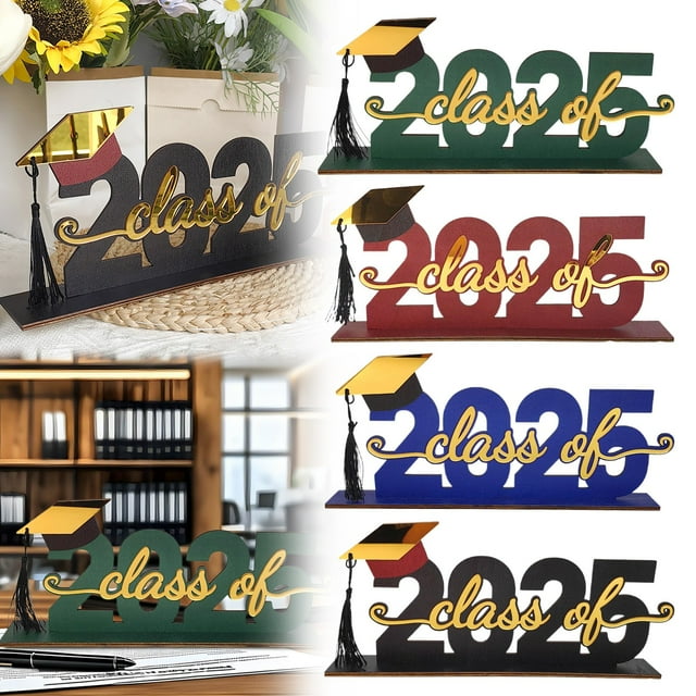 Black And Gold Graduation Decorations Class Of 2025 Congrats Grad Wooden Table Centerpieces Graduation Table Decorations 2025 Sign Graduation Photo Prop For Graduation