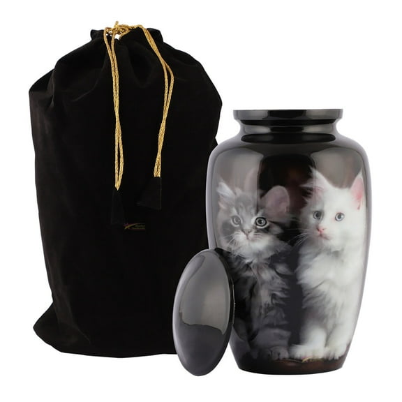 Urns for Human Ashes Adult Size Handcrafted Cremation Funeral Burial Decorative Urns with Velvet Bag  Secure Screw Top Seal - Protective Coating Cat Urn 200Cu/In