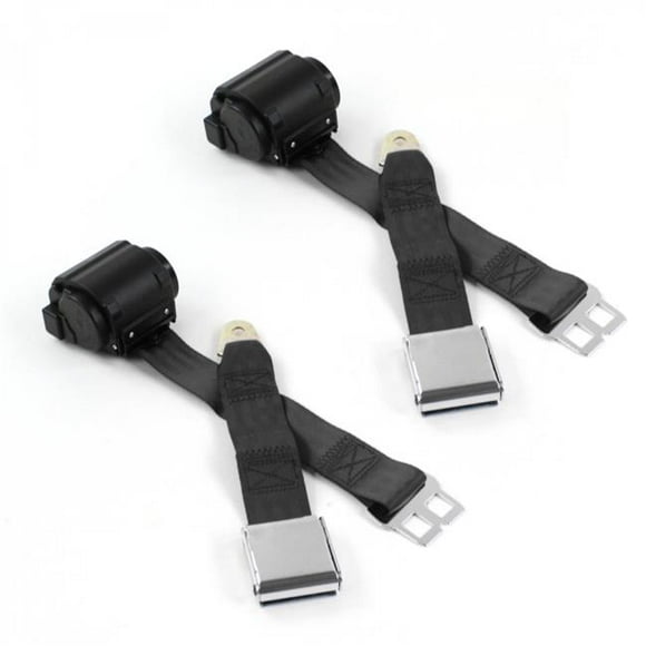 Airplane 2 Point Black Retractable Bucket Seat Belt Kit for Triumph Spitfire 1962-1980 - 2 Belts