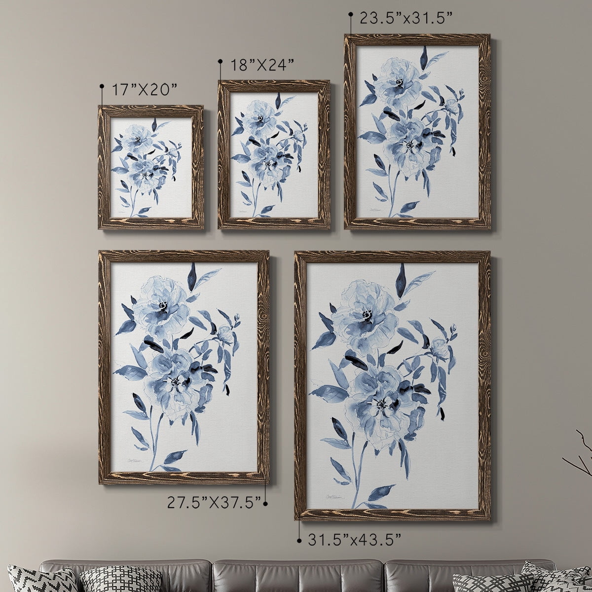 Inky Chickory Botanical I - Premium Framed Canvas 2 Piece Set - Ready to Hang