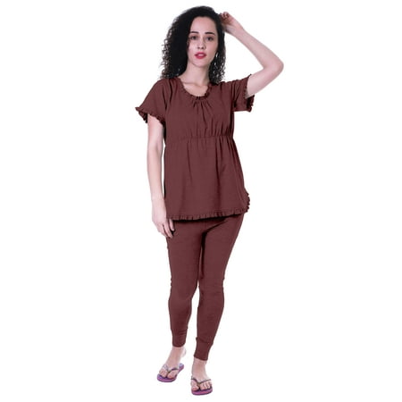 

Moomaya Womens Nightwear Set Pyjama Cotton Sleepwear 2 Pcs Nightdresses