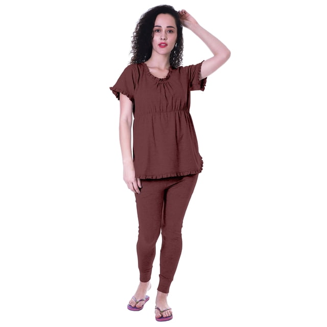 Moomaya Ensemble de Nuit pour Femmes Pyjama en Coton 2 Pcs Chemises de Nuit