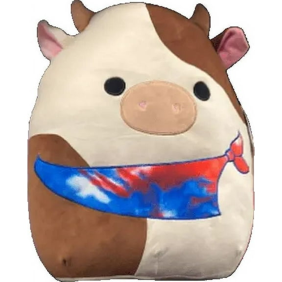 Squishmallows Official 16 inch Ronnie the White and Brown Cow with Bandana Plush Toy