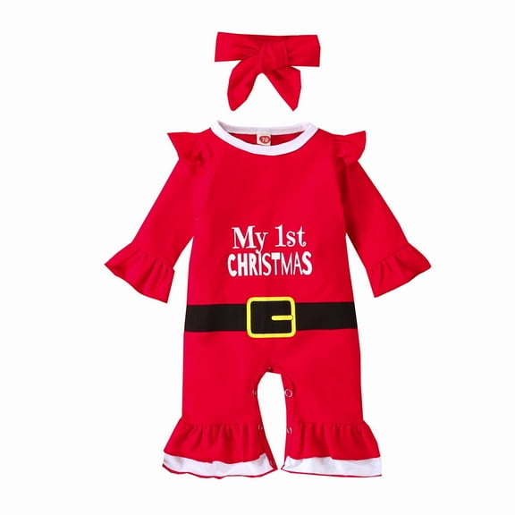 GZEFJRQM My First Christmas Outfit Girls Outfit Size 8 Pj Set for Girls Toddler Outfits 24 Months Girls Clothes 3-6 Month Onesies Girl One Year Old Girl Clothes White Onesie 12-18 Months
