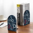 thumbnail image 5 of Picia Navy Blue Geometric Pattern Wood Bookends for Shelves,Non-slip Bookends, Heavy Duty Wooden Bookend Support,1 Pair, 5 of 8
