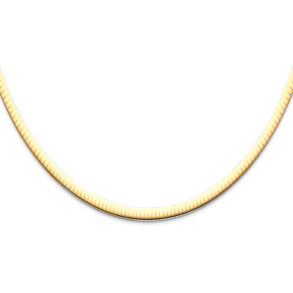 AA Jewels Solid 14k Yellow Gold Reversible Omega 4mm Chain Necklace