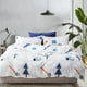thumbnail image 3 of Juego de cama de algodón puro con estampado de hojas grandes, funda de almohada y funda de edredón (Queen), 3 of 8