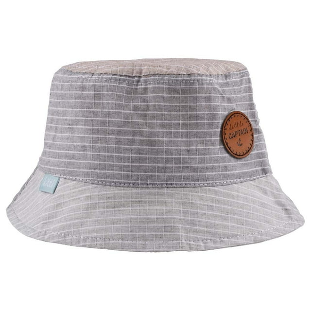 Checked Little Captain Badge -Infant Fedora Hat 0-18 Months (Gray)