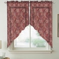 thumbnail image 2 of Red Boho Swag Valances for Windows 2 Pack, Kitchen Window Curtains 36 Inch Length, Vintage Ethnic Tribe Abstract Art Floral Privacy Swag Curtains for Living Room/Bathroom with Rod Pocket 36"x36", 2 of 8
