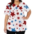 thumbnail image 3 of Womens 250th Anniversary USA Scrub Tops Casual V Neck USA Flag Print Scrubs Short Sleeve Independence Day Patriotic Scrub Shirts Nursing Workwear Medical Nurse Uniform with Pockets Multicolor XL, 3 of 5