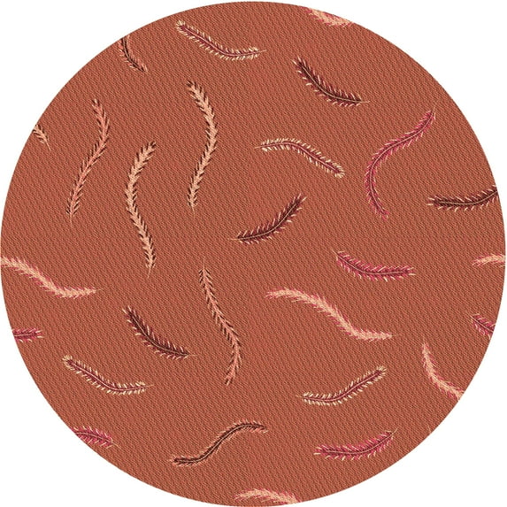 Ahgly Company Machine Washable Indoor Round Transitional Bright Orange Area Rugs, 7' Round