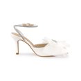 thumbnail image 3 of BLISSFUL STEP Rhinestone Mesh Bow Slingback Stiletto Heel Pumps for Women White 11, 3 of 6