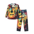 thumbnail image 1 of Fotbe World Map Guitar Illustration Pijama de Hombre con Estampado de Manga Larga, Conjunto de 2 Piezas, Ropa de Dormir Suave y Cómoda con Bolsillos-Large, 1 of 7