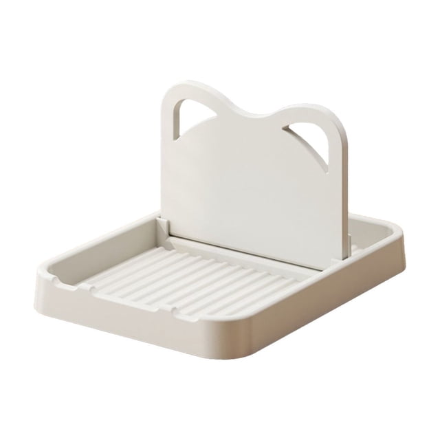 Estante plegable para utensilios de cocina con diseño de orejas de gato, soporte de plástico para tapas de ollas, organizador de cucharas y espátulas para escurrir aceite y agua, secador de cubiertos