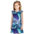 thumbnail image 1 of Balery Night At Lake Aurora 1 Camisón de princesa para niñas, pijama de algodón con mangas abullonadas, suave y bonito.-Large, 1 of 6