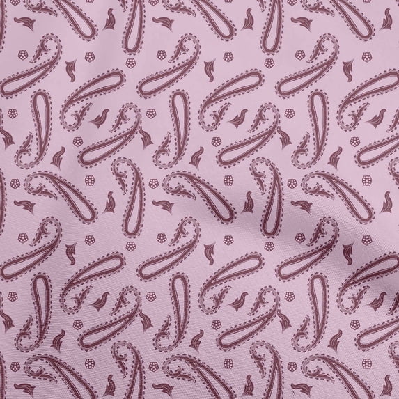 oneOone Cotton Silk Light Pink Fabric Asian Contemporary Paisley Sewing Material Print Fabric By The Yard 42 Inch Wide