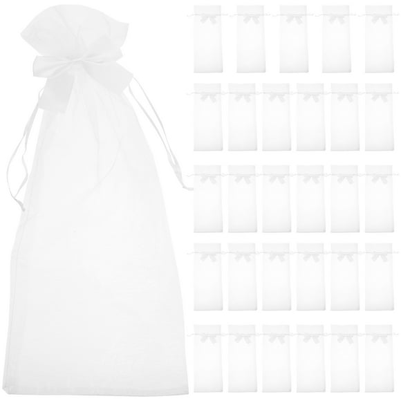 30 bolsas de vino, bolsas de vino de malla, bolsas de botella de champán con cordón, bolsa de regalo