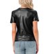thumbnail image 3 of INSPIRAR CHIC Blusas de fiesta brillantes de manga corta texturizadas metálicas para mujeres XL negras, 3 of 6