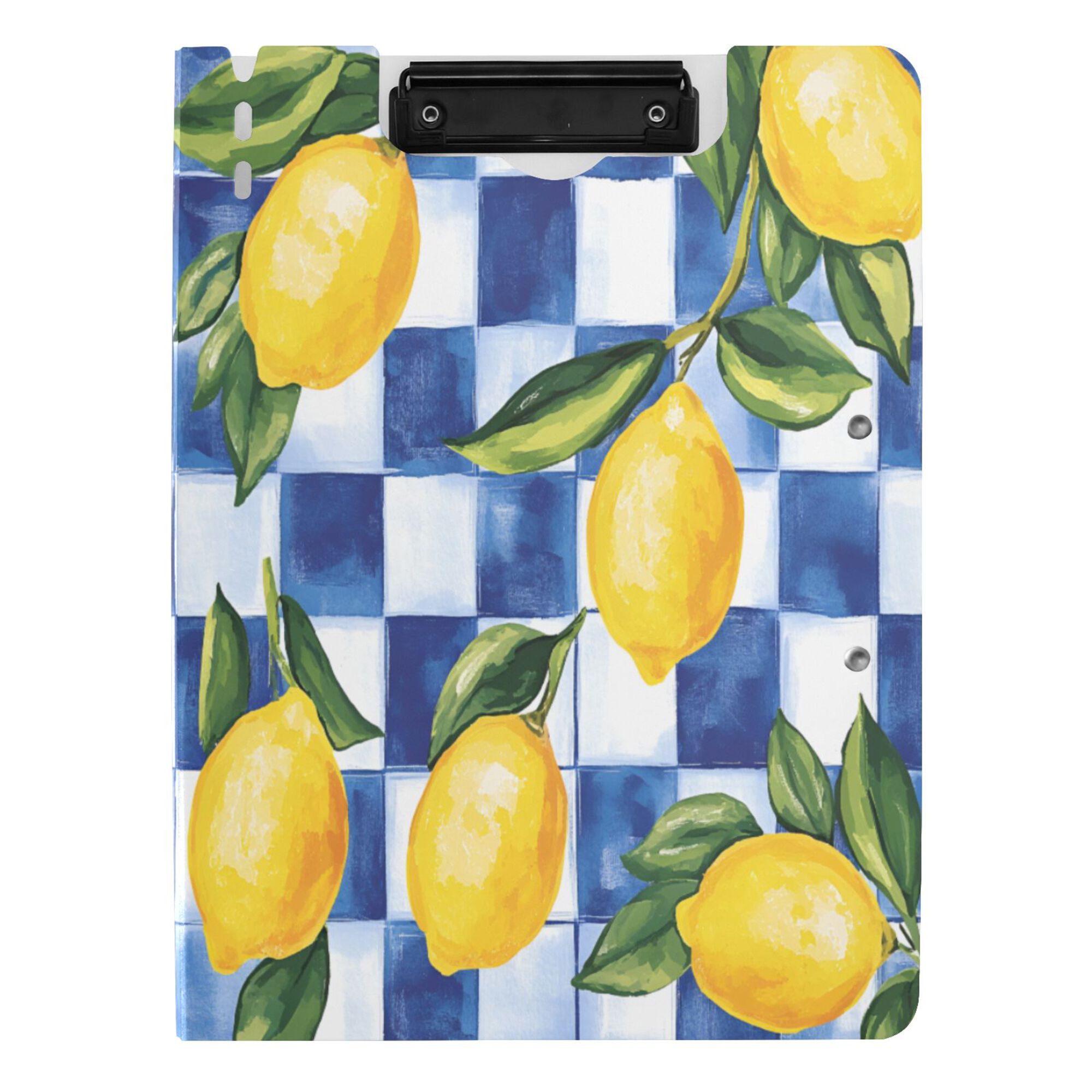 FORMRS A4 Clipboard Folder with Pen Holder Horizontal Foldable School Office Binder, Lemon Checkered