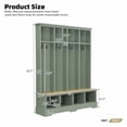 thumbnail image 3 of Farmhouse Hall Tree with Bench, 59" Wide Entryway Organizer with 8 Hooks & Storage Compartments, Modern Coat Rack & Shoe Bench for Mudroom,Green, 3 of 12
