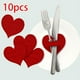 thumbnail image 5 of Manteles individuales de poliéster, decoraciones navideñas, 10 unidades, portacubiertos de fieltro rojo con forma de corazón para San Valentín, fundas para cubiertos, fundas para cuchillos y tenedores, 5 of 6