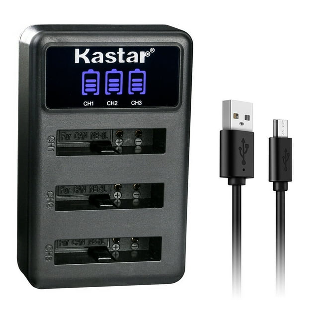 Kastar LCD Triple USB Battery Charger Compatible with Canon NB-5L NB5L, NB-5LH NB5LH, 1135B001 Battery, CB-2LX CB-2LXE Charger, Digital IXUS 800 IS, Digital IXUS 850 IS, Digital IXUS 860 IS