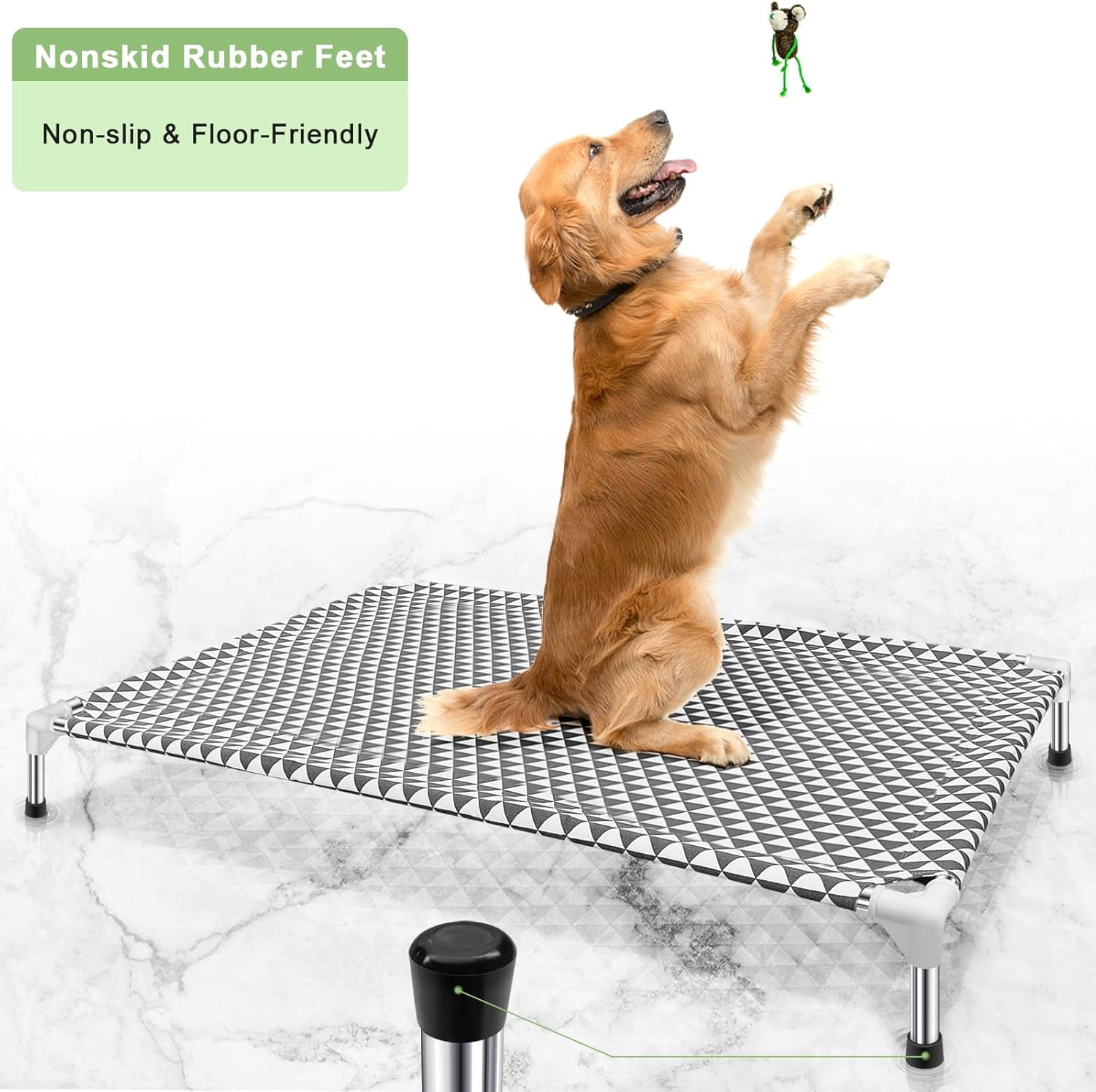 Elevated Outdoor Dog Bed, Large Size, Cotton Material, Non-Slip Feet, Fits up to 100lbs