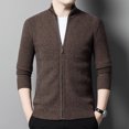 thumbnail image 2 of Cárdigan de punto para hombre, suéter de lana pura para otoño e invierno, cuello alto, informal, grueso, suelto, estilo coreano, abrigo de temperamento para hombre, 2 of 4