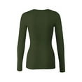 thumbnail image 3 of Bozzolo Women's RT1201 Basic V-Neck Long Sleeve T Shirt Top Olive L, 3 of 3