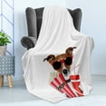 thumbnail image 4 of Movie Theater Soft Flannel Fleece Throw Blanket, Funny Dog Wearing Sunglasses Watching a Film Popcorn and Soda Print, Cozy Plush for Indoor and Outdoor Use, 70" x 90", Multicolor, by Ambesonne, 4 of 5