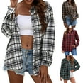 thumbnail image 3 of Xuanfei Women Plaid Lapel Collar Button Down Long Sleeve Top, 3 of 6