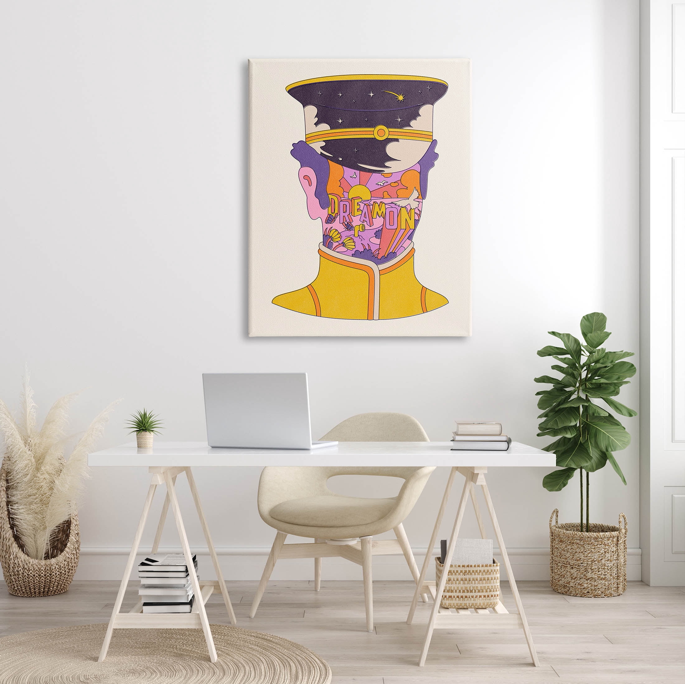 Stupell Industries Dream On Retro Face Typography Graphic Art Gallery Wrapped Canvas Print Wall Art, Design by Matheus Lopes Castro