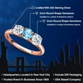 thumbnail image 2 of Gem Stone King 18K Rose Gold Plated Silver Swiss Blue Topaz and White Topaz Engagement Ring for Women | 1.85 Cttw | Round 5MM | Gemstone November Birthstone | Size 9, 2 of 6