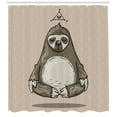 thumbnail image 3 of Ambesonne Sloth Shower Curtain, Cartoon Sloth Meditates, 69"Wx75"L, Warm Taupe Sage Green, 3 of 3