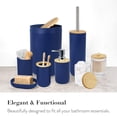 thumbnail image 4 of CERBIOR 9 PCS Bamboo Bathroom Accessories Sets with Trash Can, Soap Dispenser, Soap Dish, Toothbrush Holder, Toothbrush Cup, Toilet Brush and Qtip Holders,Navy Blue, 4 of 12