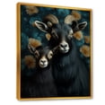 thumbnail image 2 of Designart "Goat Family with Blooms" Animals Framed Wall Art - Traditional Black Goat Entryway Framed Wall Art Print, 2 of 6