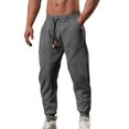 thumbnail image 3 of Aayomet Joggers for Men Fitness Running Trousers Drawstring Loose Waist Color Matching Pants Pocket Loose (GY2, L), 3 of 4