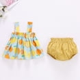 thumbnail image 2 of kpoplk Girl's Summer Clothing Sets Baby Girl Knit Ruffle Striped T-Shirt and Shorts 2 Piece Outfits 6 9 12 18 24 36 M Size 6-9 Months,Blue, 2 of 4
