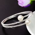 thumbnail image 3 of Soumake Women Full Rhinestone Multi-Layer Wrist Bracelet Faux Pearl Cuff Open Bangle Fashion, 3 of 7