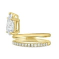 thumbnail image 4 of ESTE ORIGIN 2.00Ct Pear Cut Lab-Grown Diamond Double Band Engagenebt Ring – 5 Claw Solitaire, Half Pavé in 10K Yellow Gold for Women US 7, 4 of 8